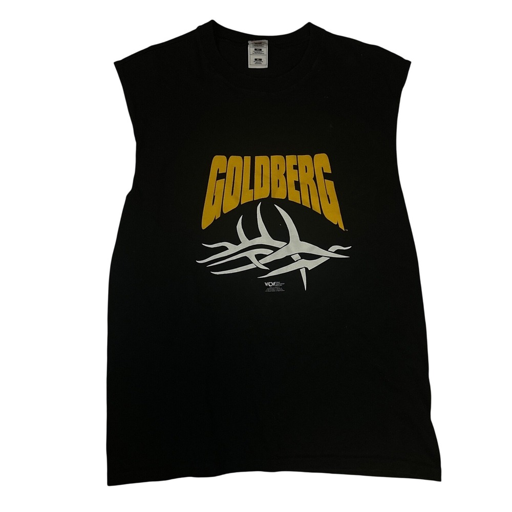 Vintage 1998 WCW Goldberg Muscle Tee Black Fruit of the Loom Wrestling Shirt M/L